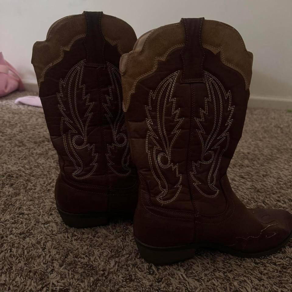 Brown Cowboy Boots With White 2fa6