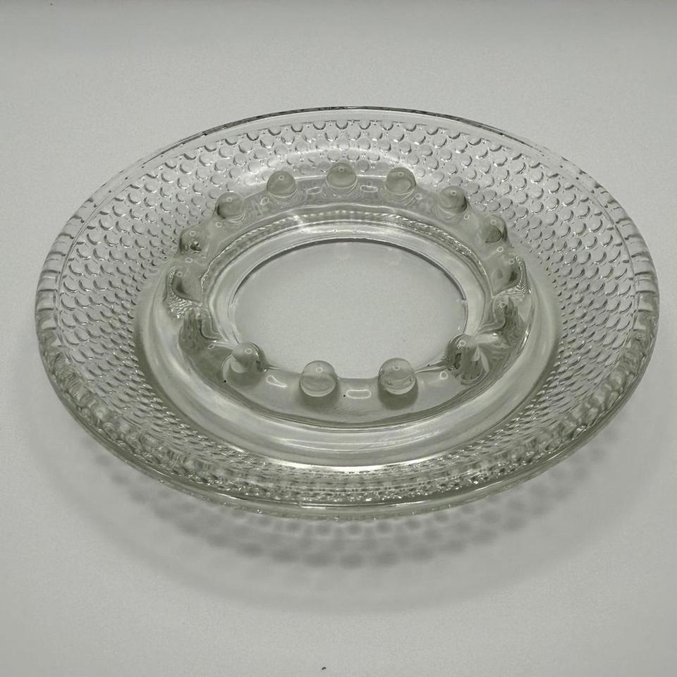 Vintage Clear Glass Ashtray Textured Ce72