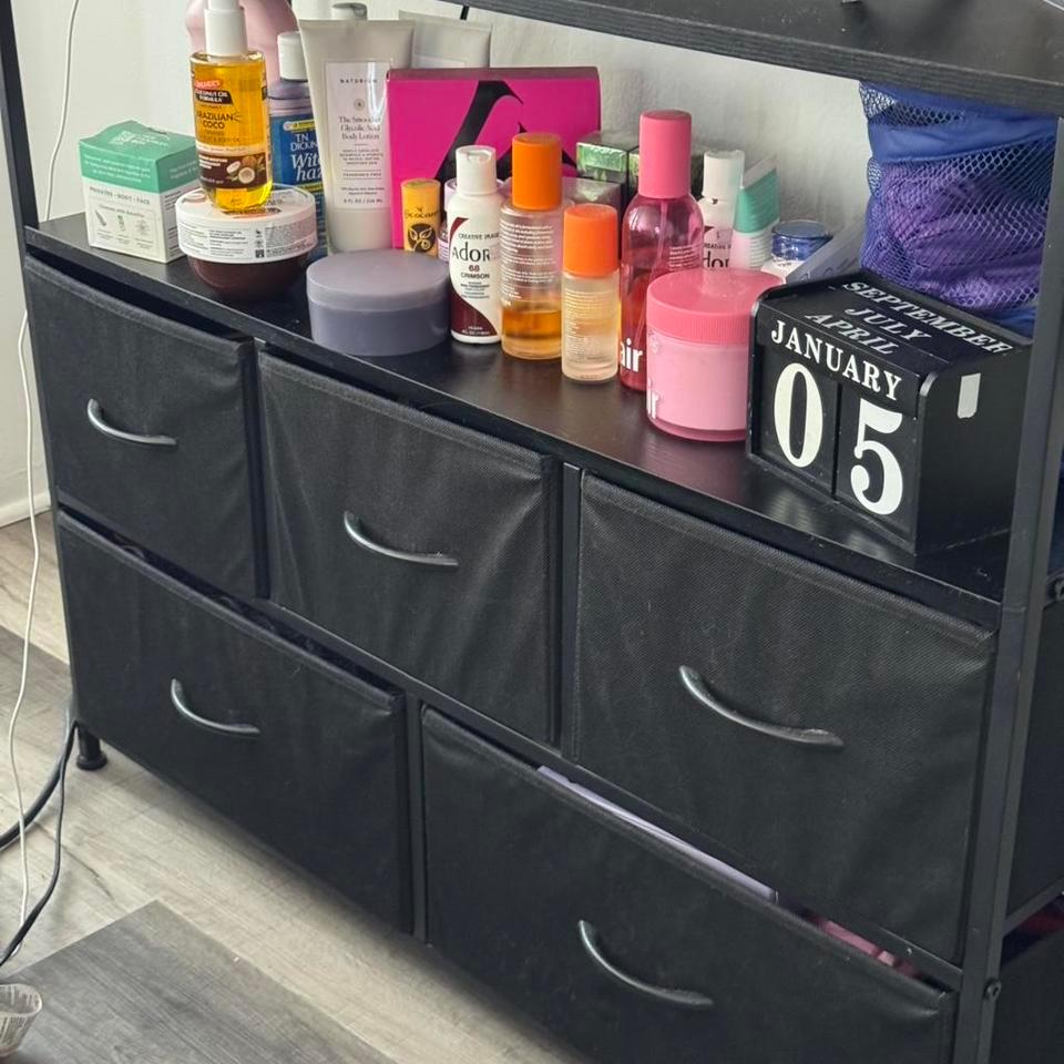 Black 6 Drawer Storage Cabinet