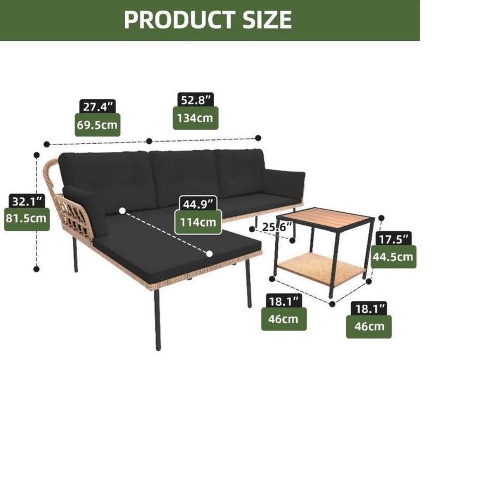 Black Outdoor Sofa Set With