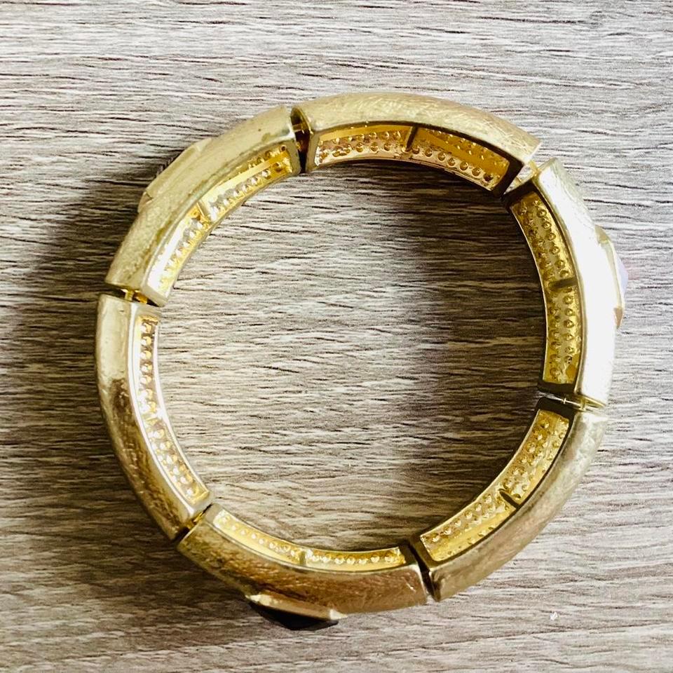 Gold Tone Bar Stretch Bracelet E64b 4