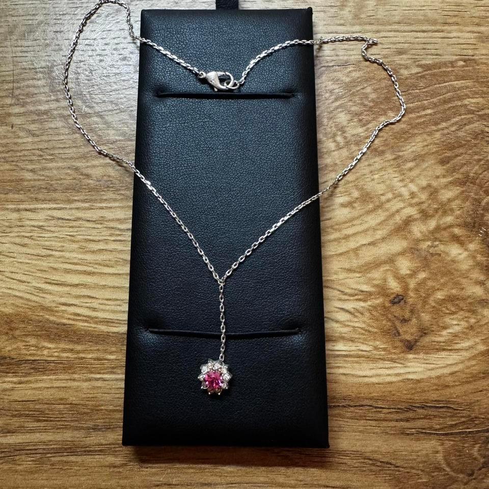 Pink Crystal Necklace With Silver 6b42