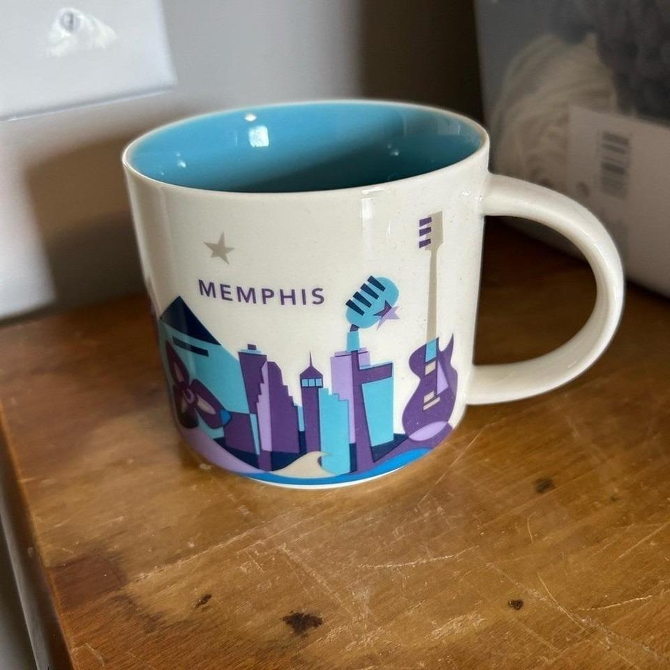 Starbucks Cream And Blue Ceramic C27a