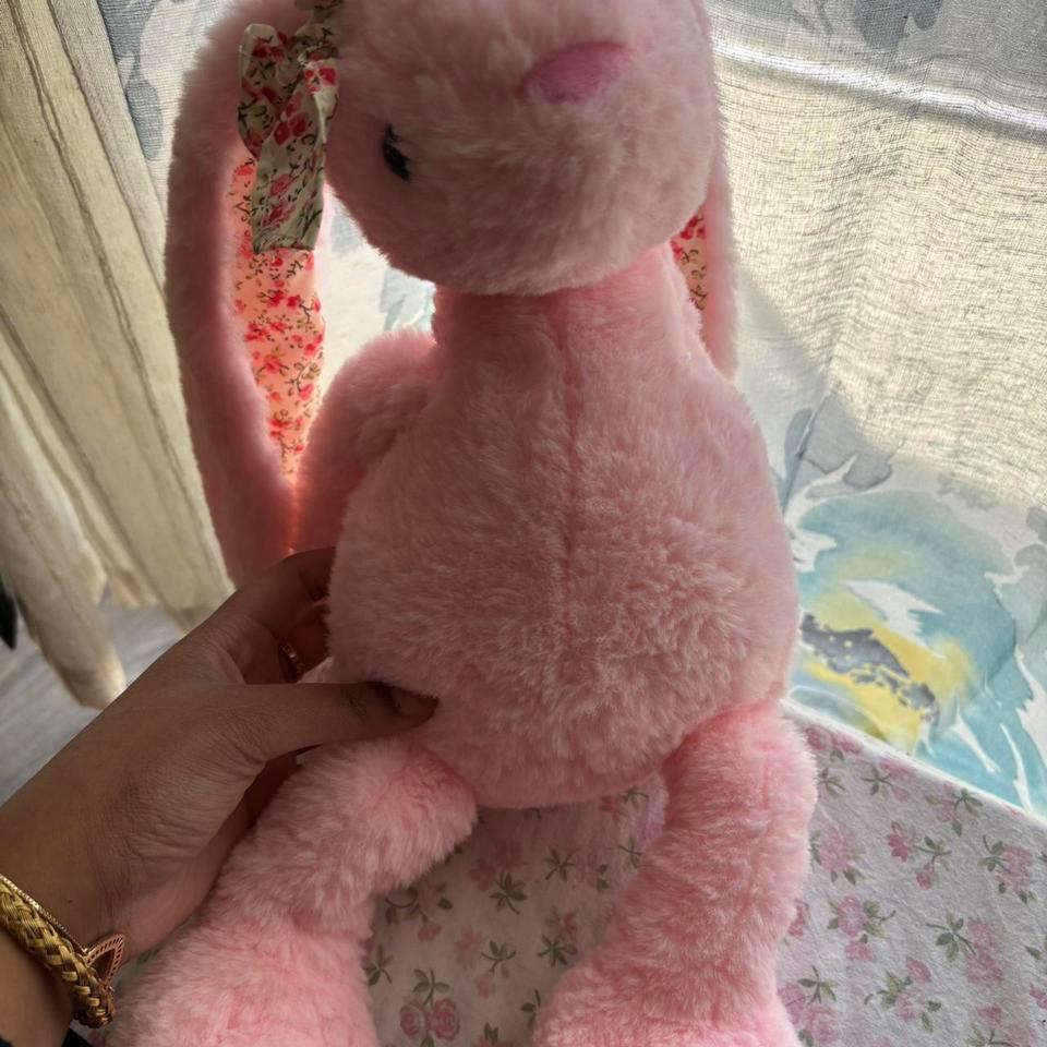 Pink Bunny Plush With Floral A31e 2
