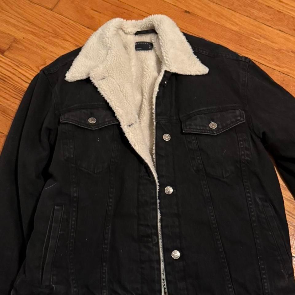 Black Denim Jacket With Faux Ca61 4