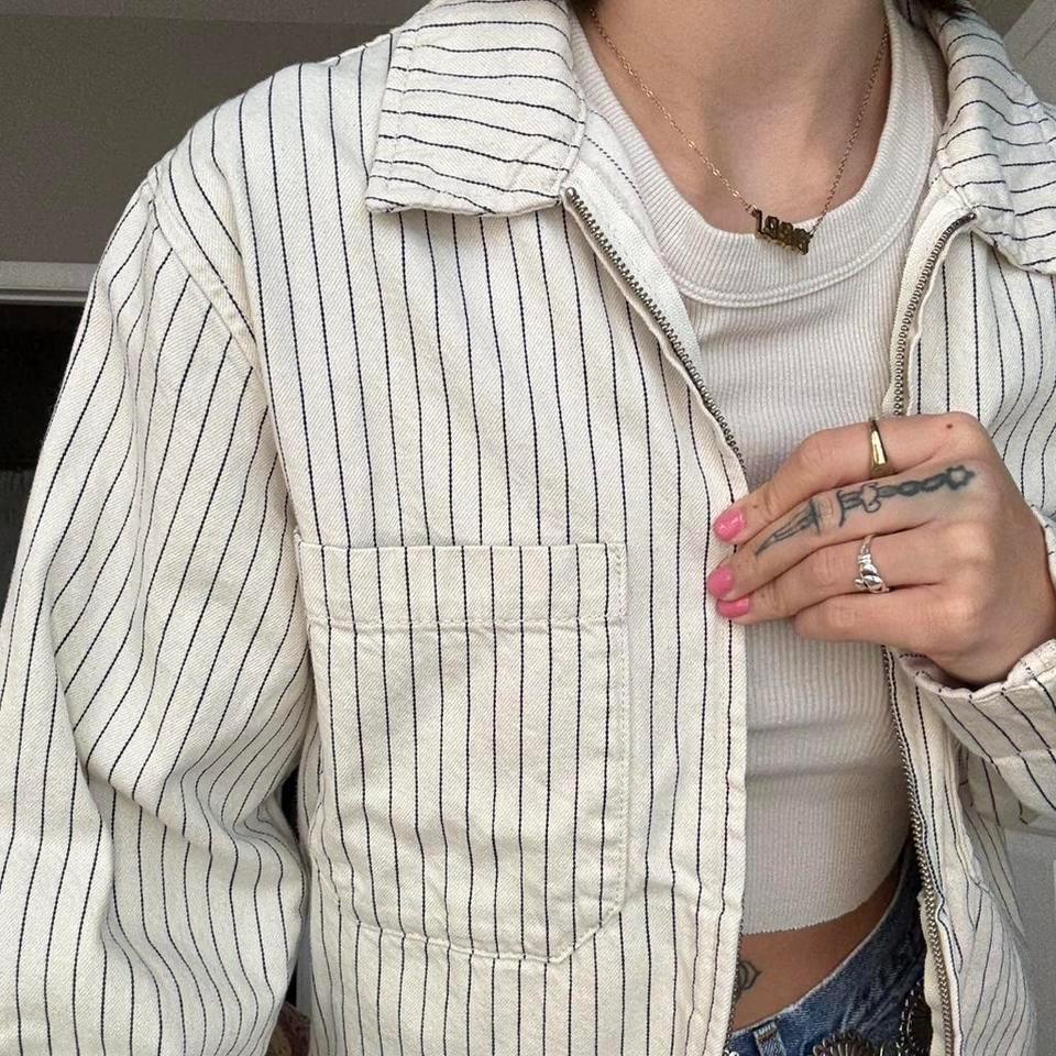 Mens Zara Cream Pinstripe Jacket 76a0 3