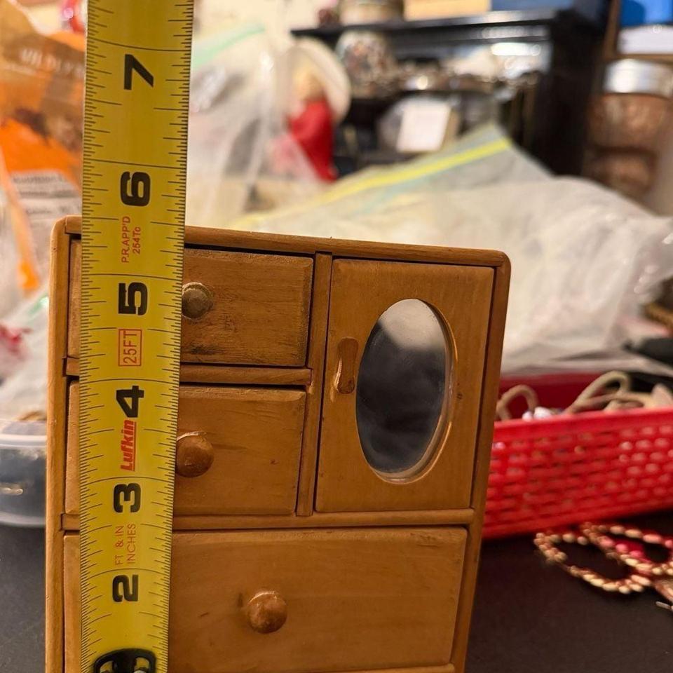 Vintage Miniature Wooden Jewelry Armoire 69b1 5