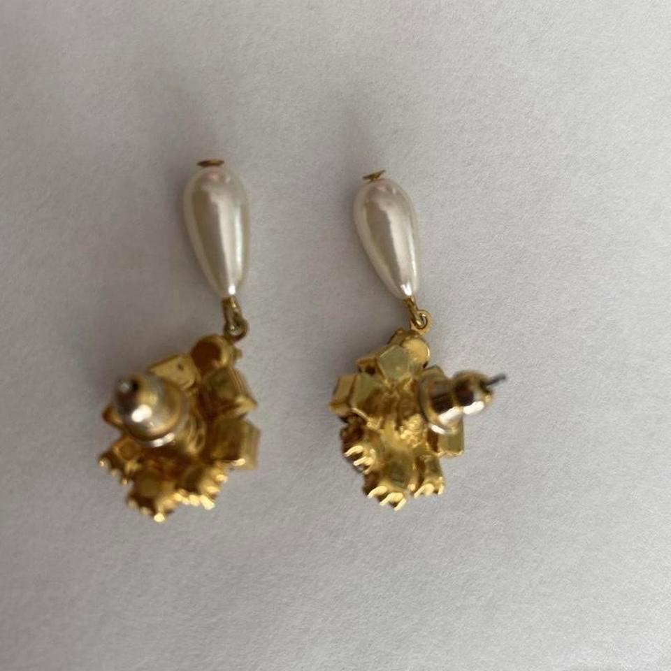 Gold Tone Sparkle Gem Pearl C75b 4