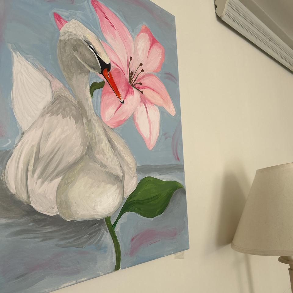 Swan And Lily Painting Floral 402f