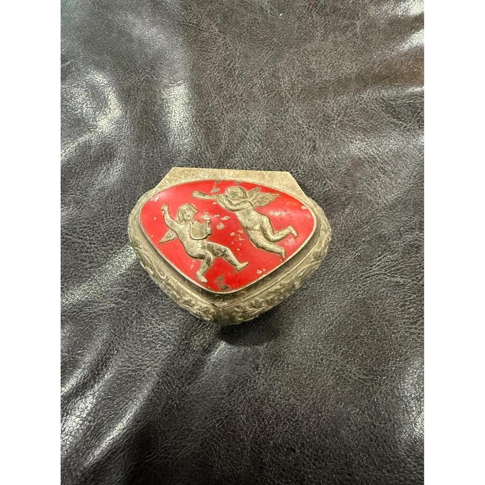 Vintage Cherub Heart Trinket Box 3cdf