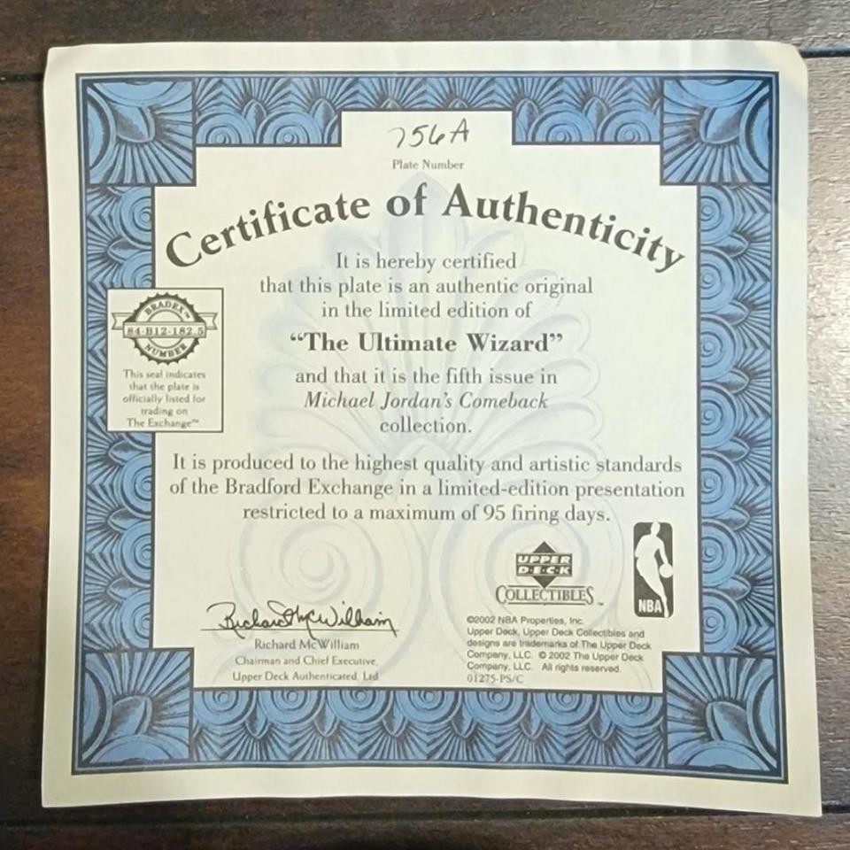 Michael Jordan Collectors Numbered Plate 4