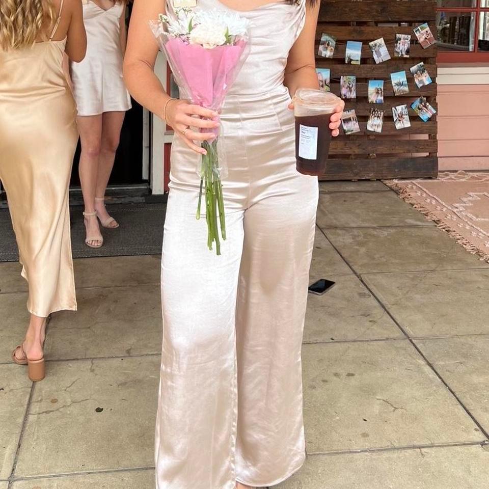 Gold Satin Jumpsuit With Cowl 2c88