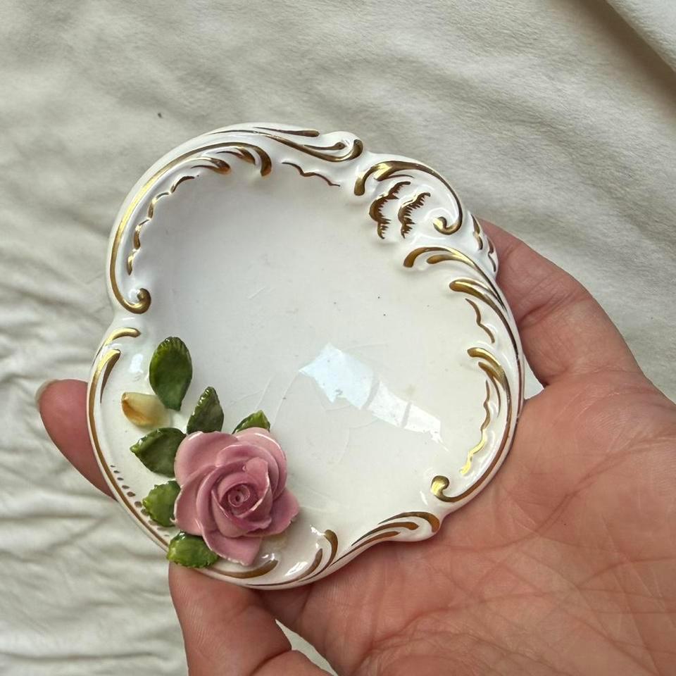 1940s Pink Rose Porcelain Trinket 4803