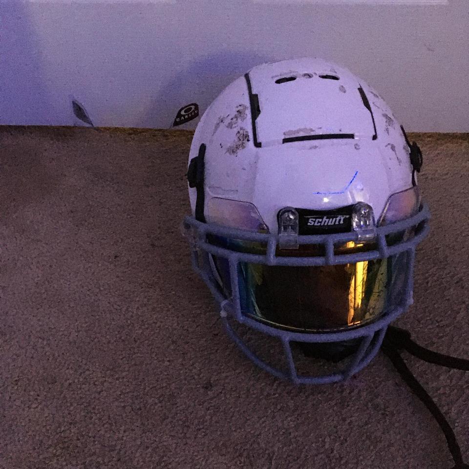 White And Blue Schutt Helmet 8acd