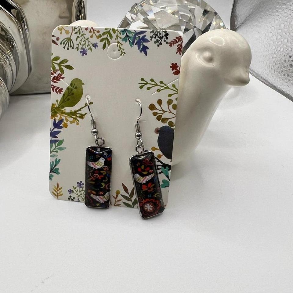 Resin Filled Earrings With Bird 7596 2