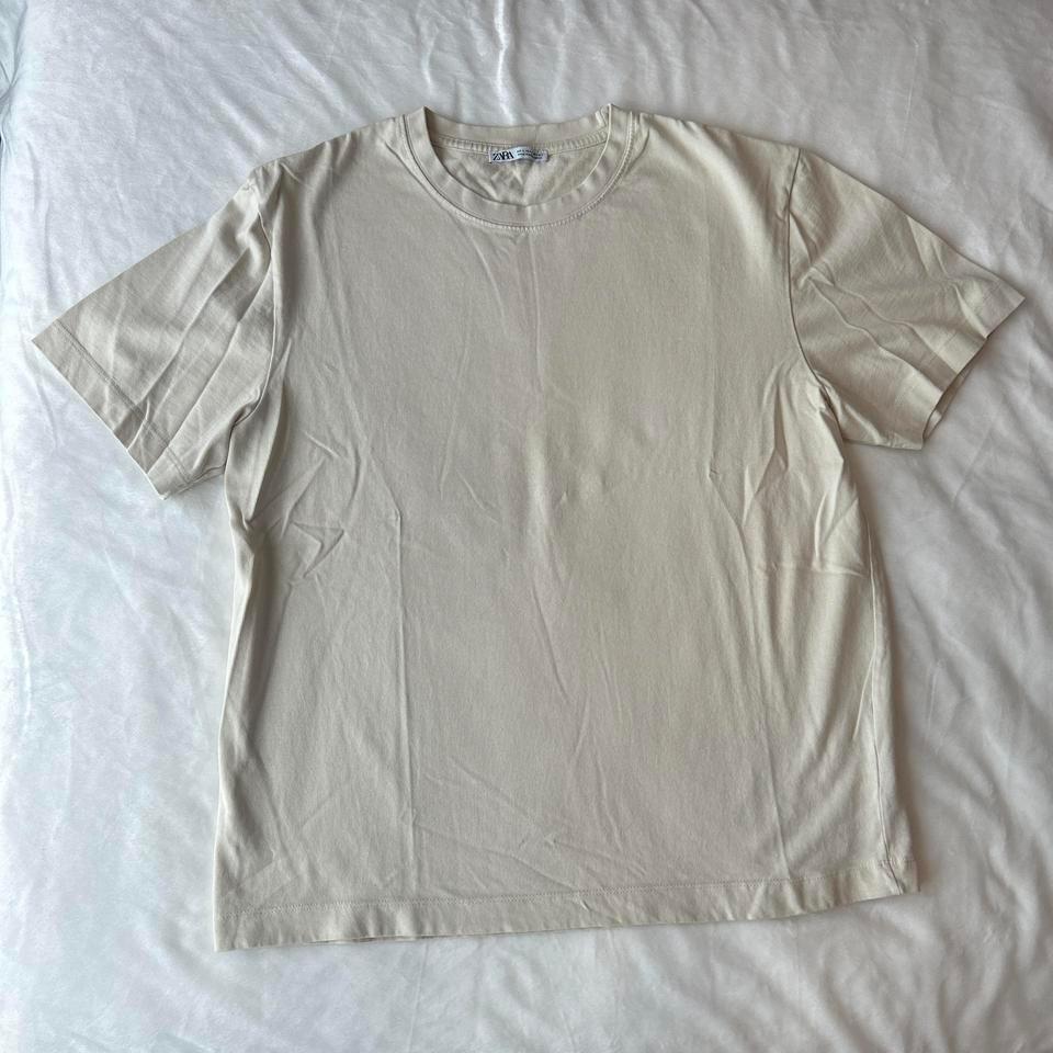 Zara Mens Cream Cotton T Shirt 708d