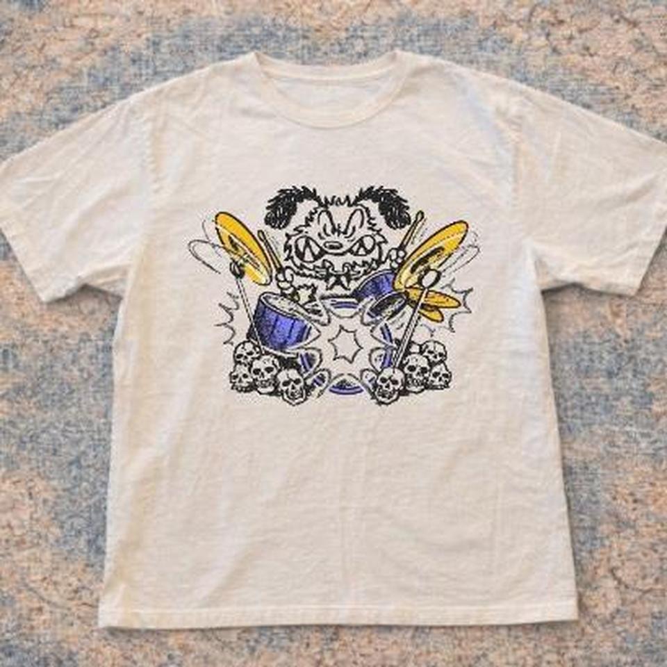 Cream Blue Graphic Tee A518