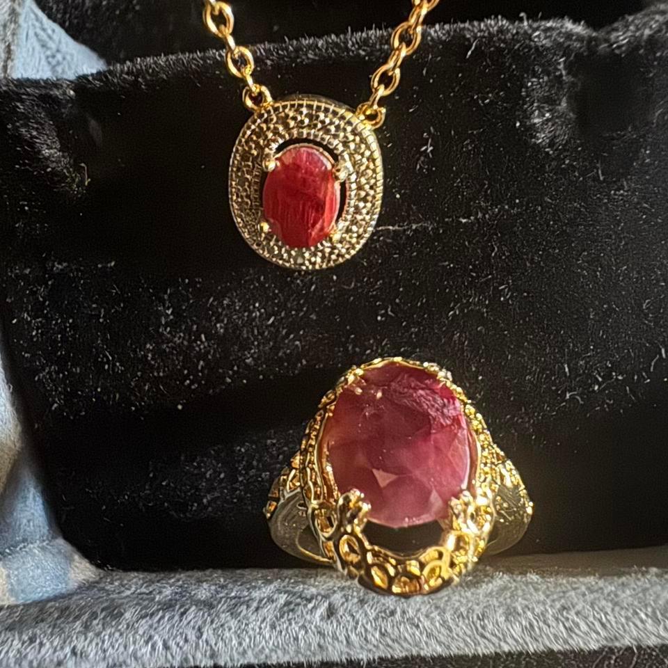 Genuine Ruby Diamond Pendant And