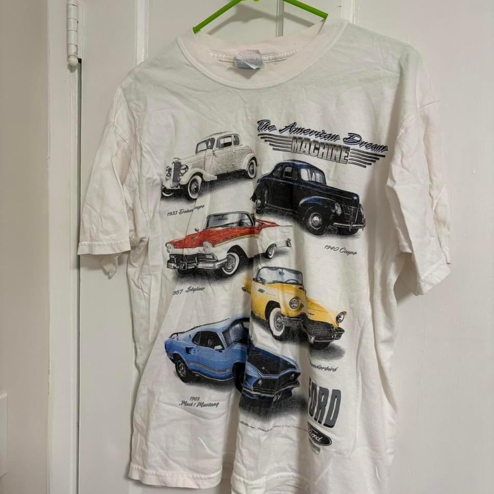 Gildan White Vintage Ford Car 0844