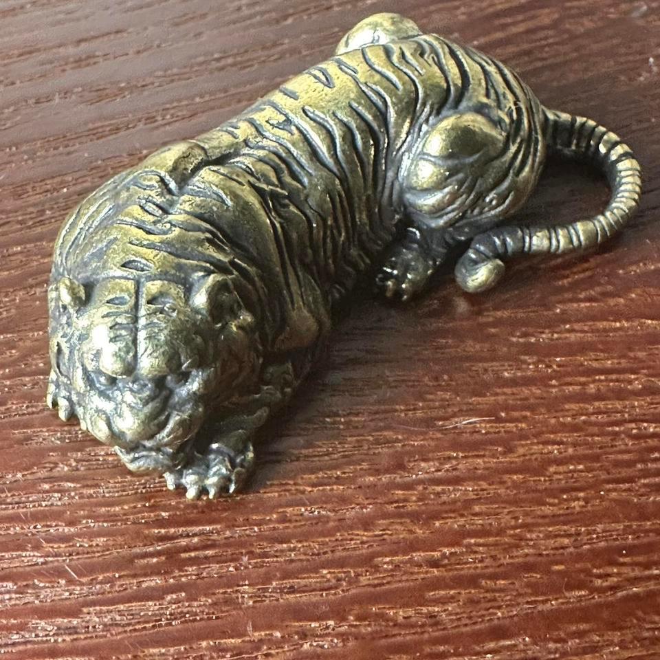 Detailed Brass Miniature Tiger Figurine C68f 6