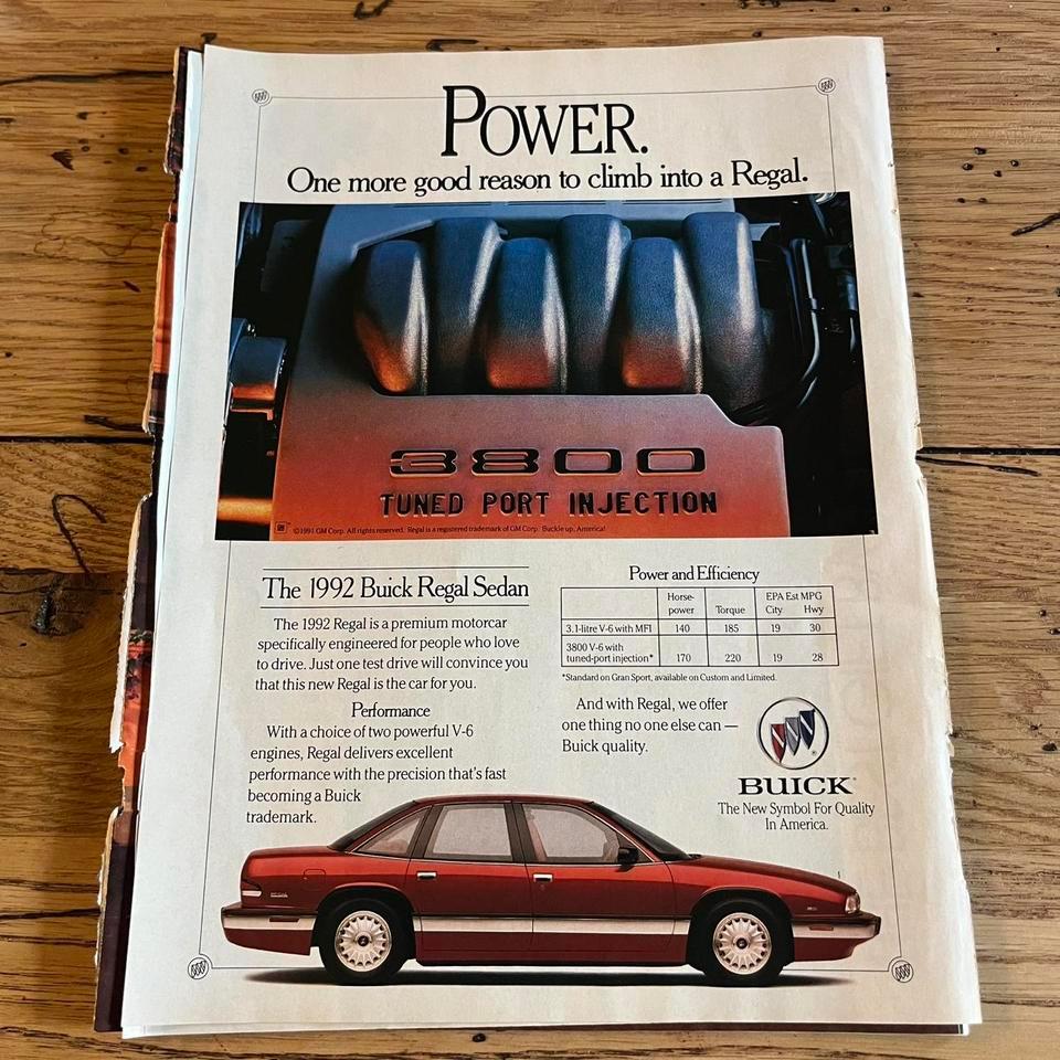 Vintage 1991 Buick Print Size