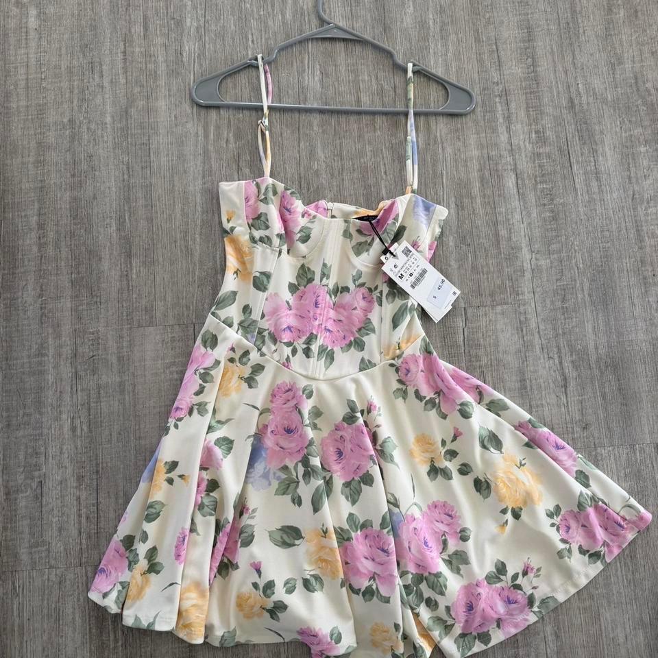 Floral Mini Dress With Adjustable Dd43