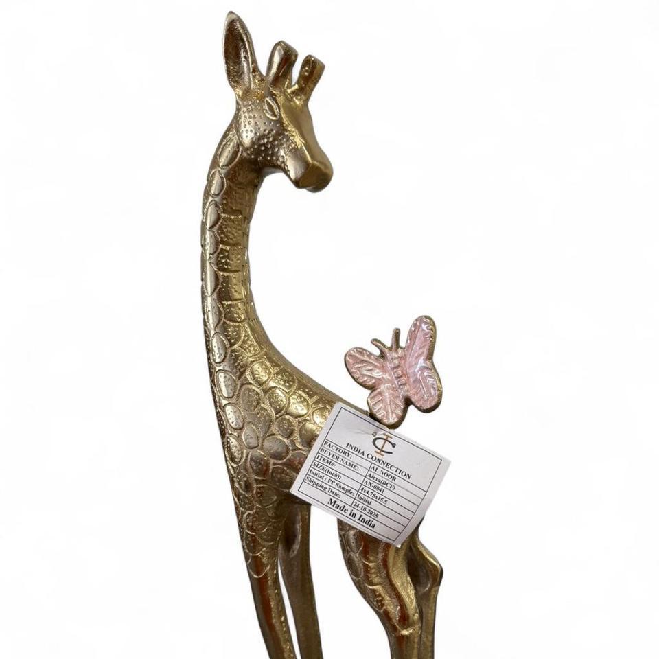 Gold Giraffe Statue With Butterfly 5908 3