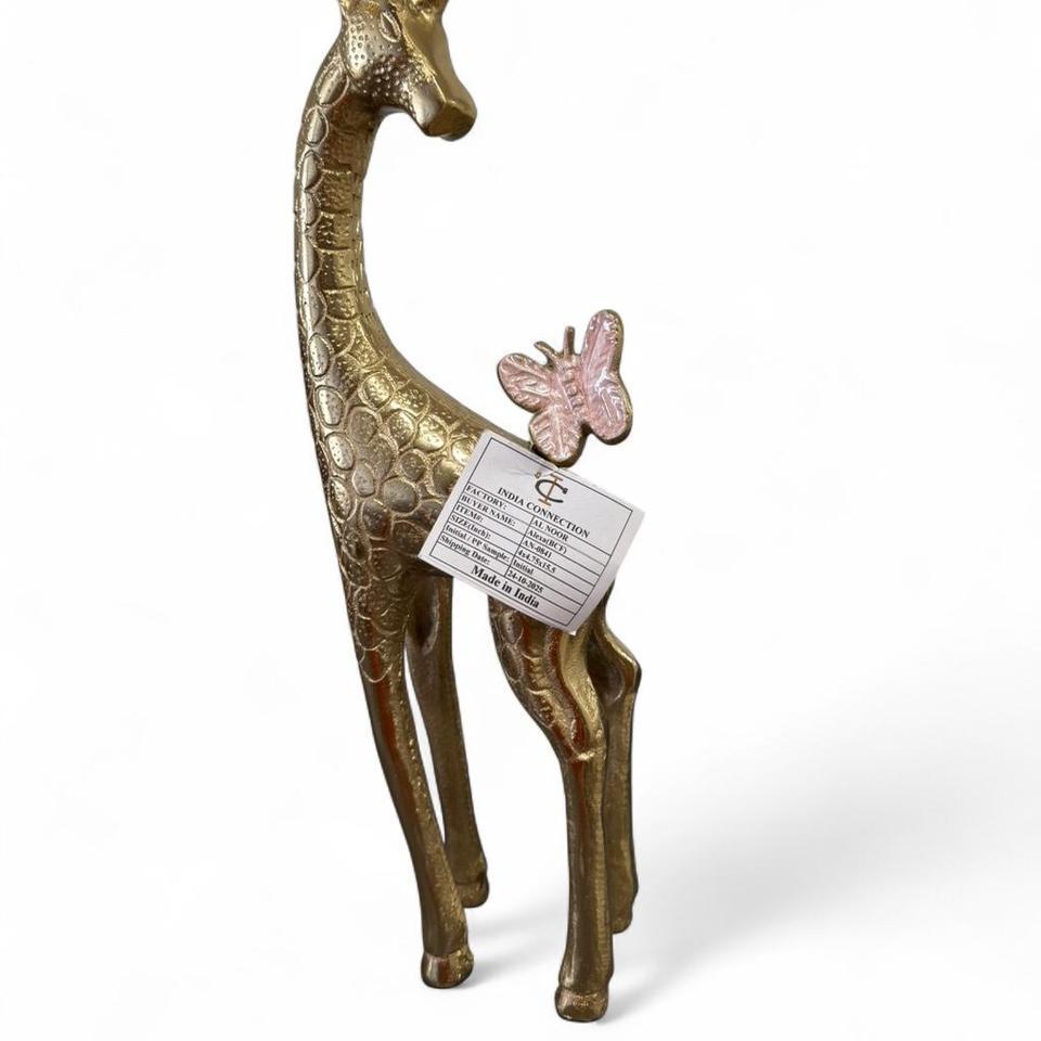 Gold Giraffe Statue With Butterfly 5908 2