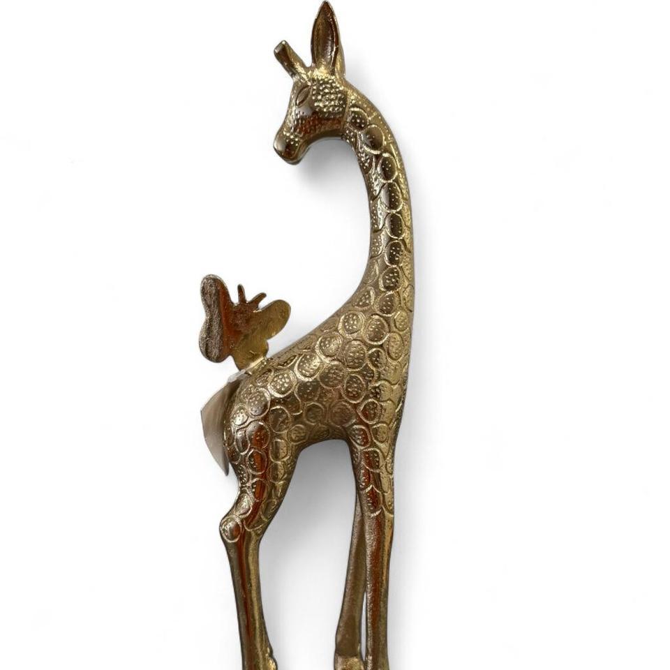 Gold Giraffe Statue With Butterfly 5908 6