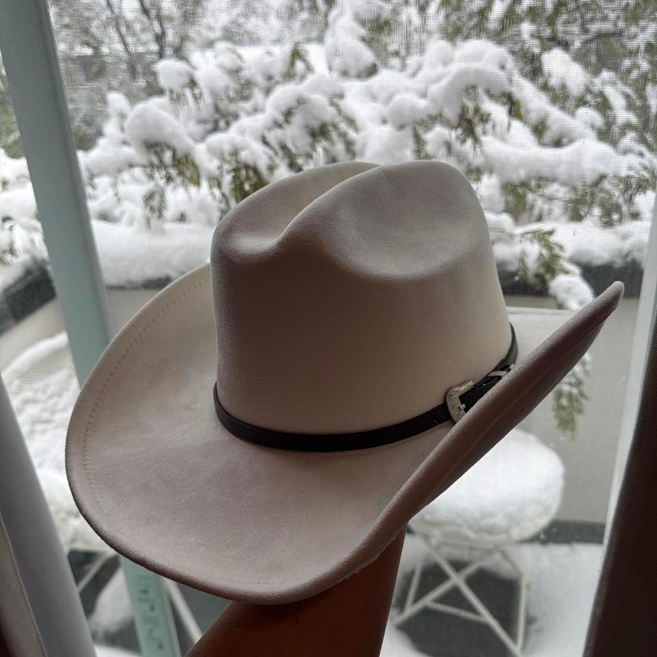 Cream Faux Suede Cowboy Hat 6a08