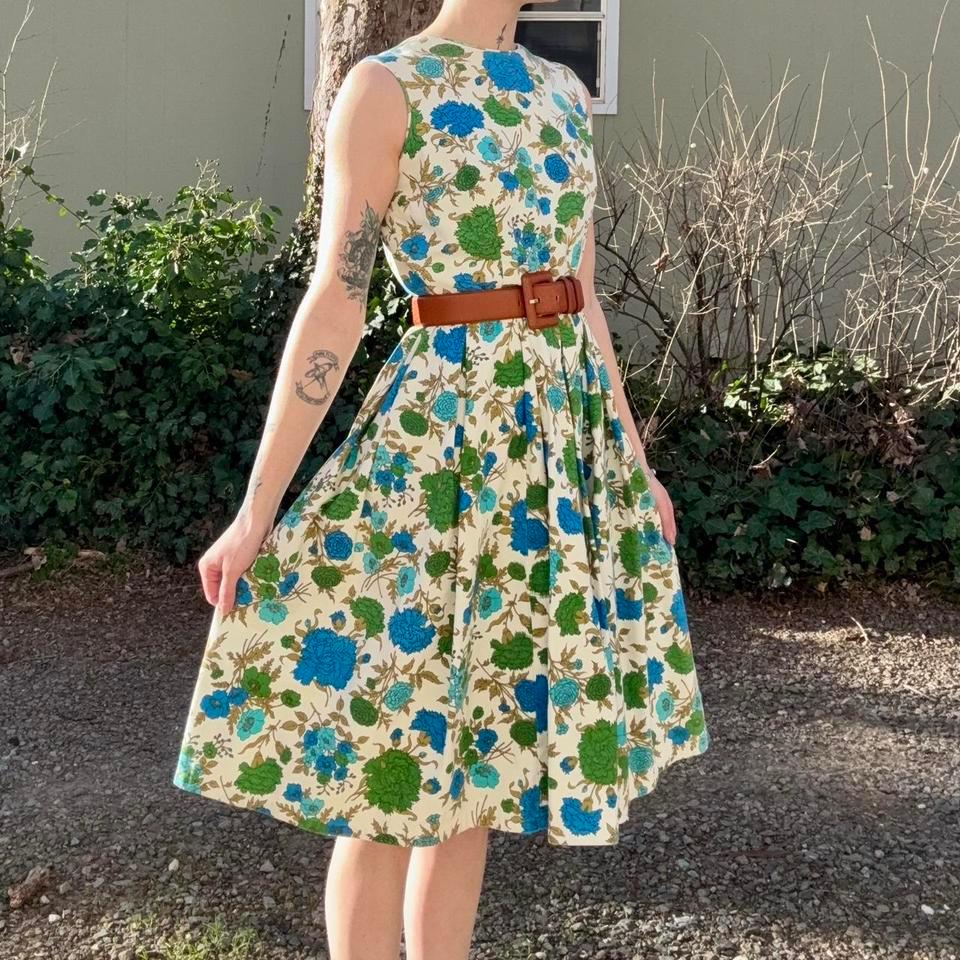 Vintage 50s60s Floral Cotton Canvas 3b7b 2