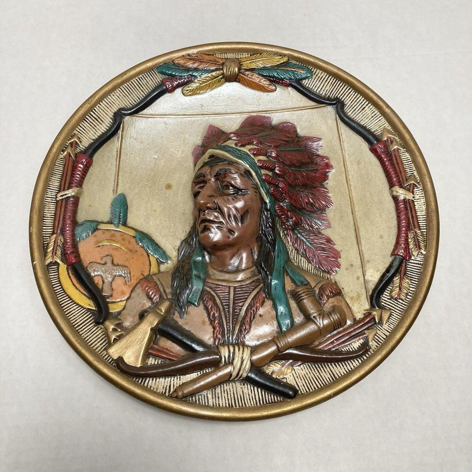 Vintage Native American 3d Plaque 6c53