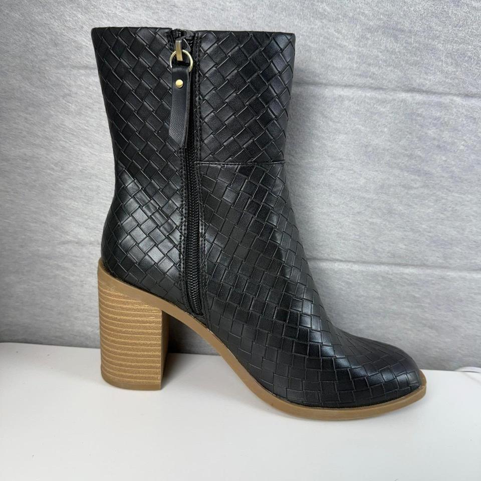 Black Woven Square Toe Block E311 4