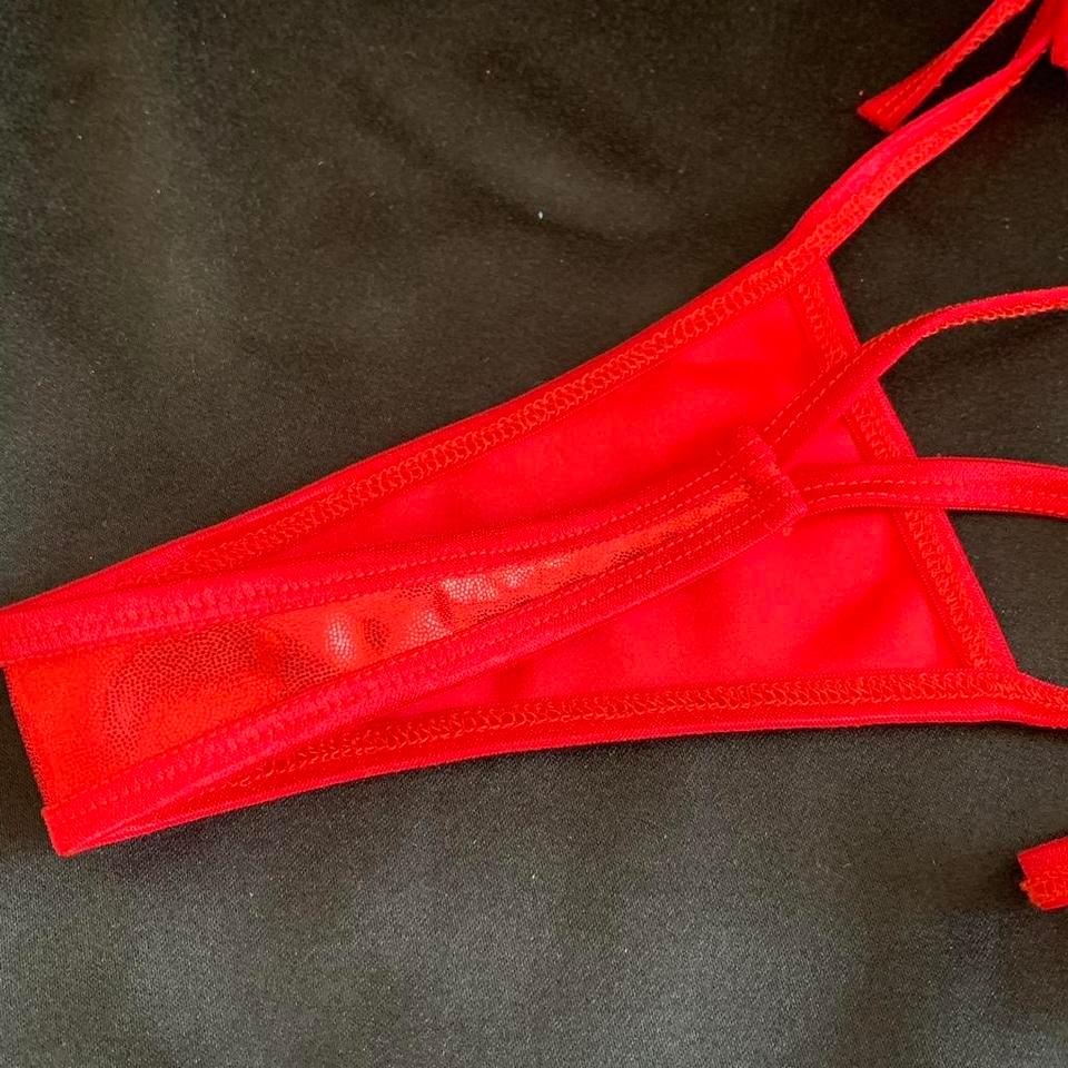 Red Metallic Thong Bikini Set 5bd2 6