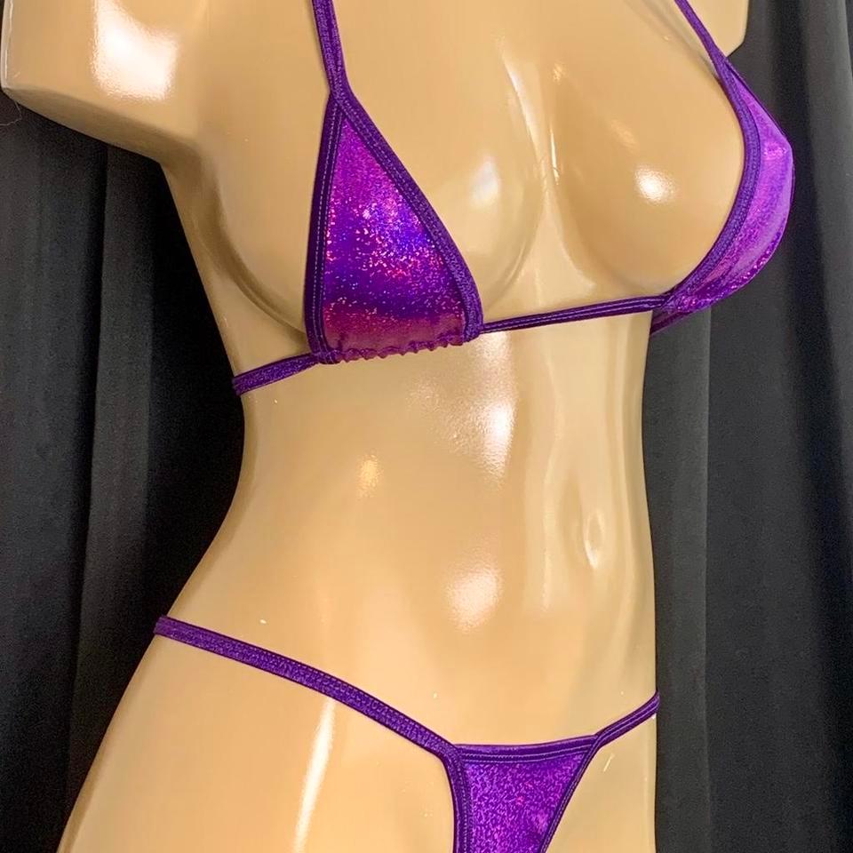 Purple Hologram Micro Bikini Set Cb1a 2