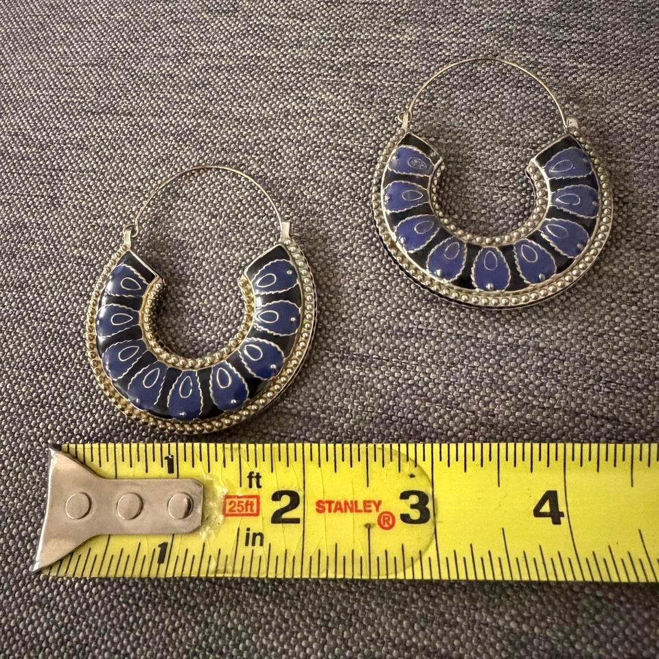 Vintage Blue And Black Hoop 4db7 5