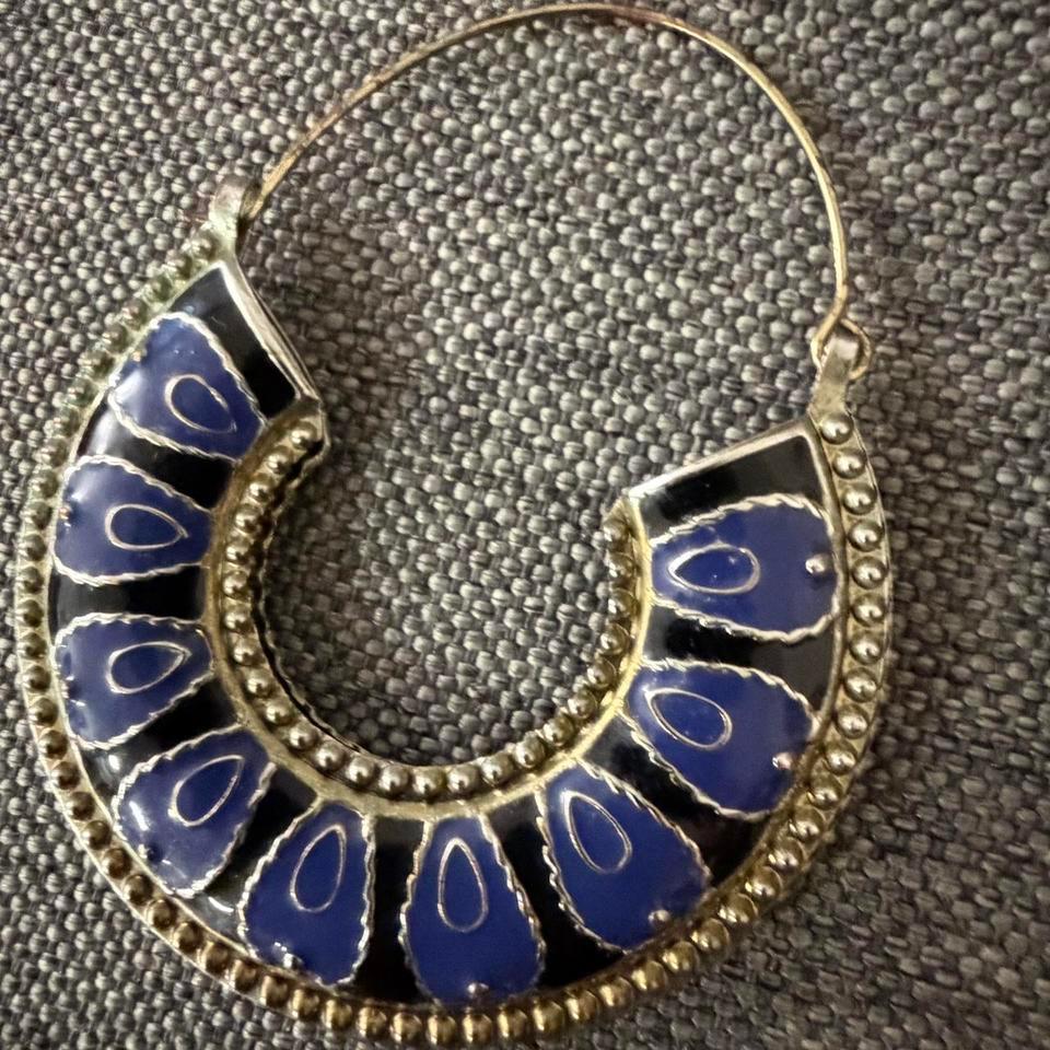 Vintage Blue And Black Hoop 4db7 2