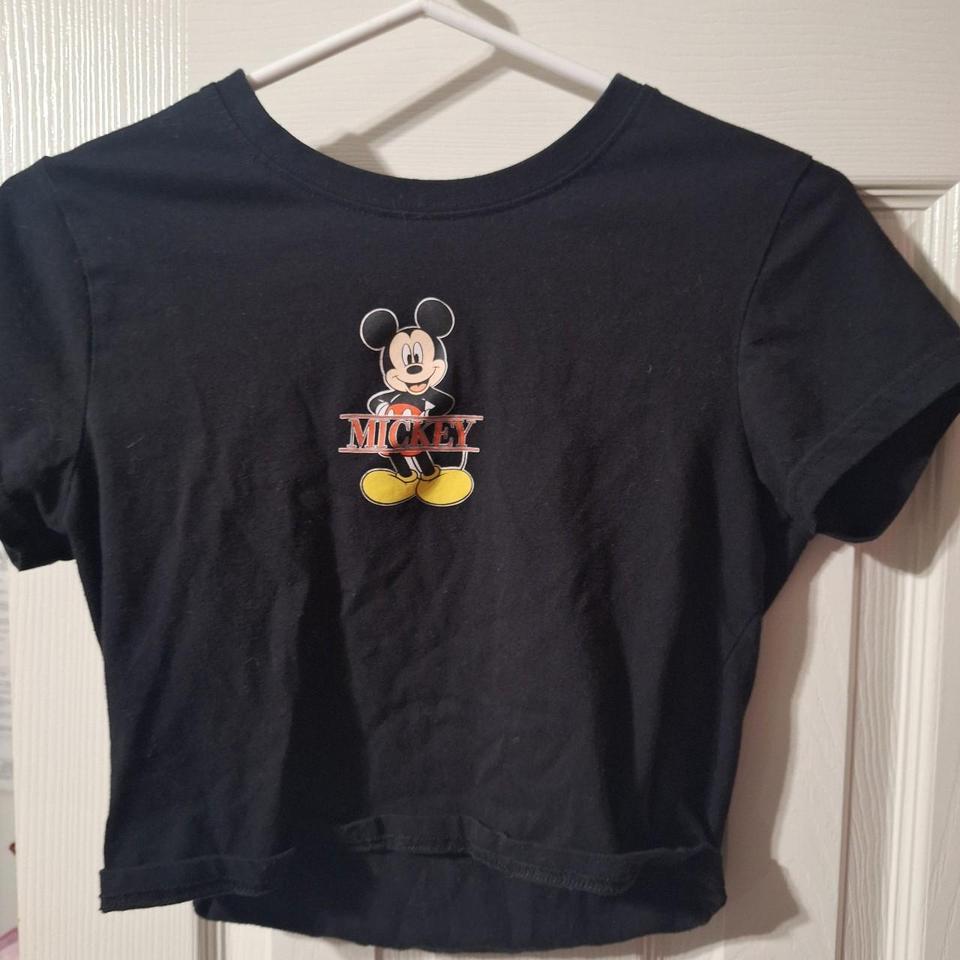 Black Mickey Mouse Cropped Tee 1403