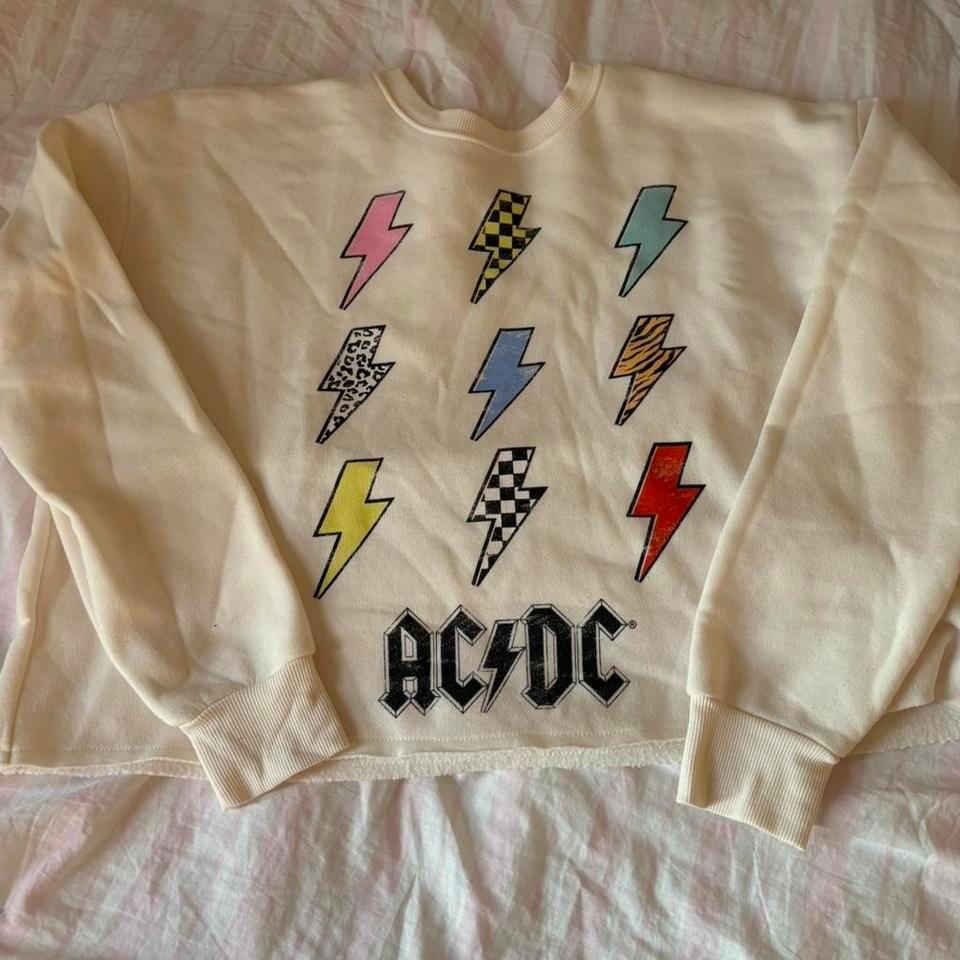 Acdc Cream Cropped Sweatshirt With 763e