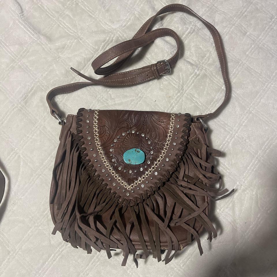 Brown Leather Fringe Crossbody Bag 3c81