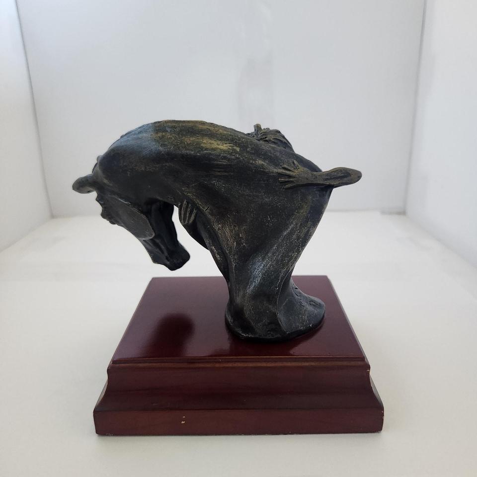 Vintage Metal Sculpture Woman And 3