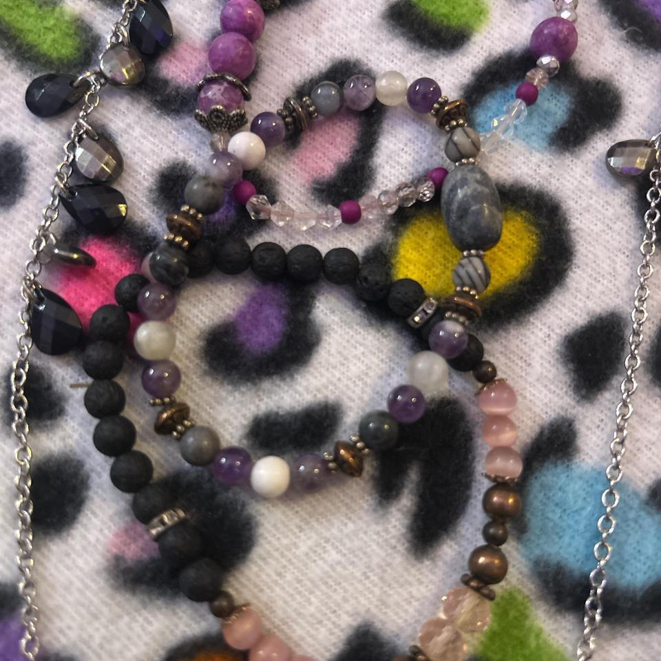 Silver Black Gem Necklace Matching