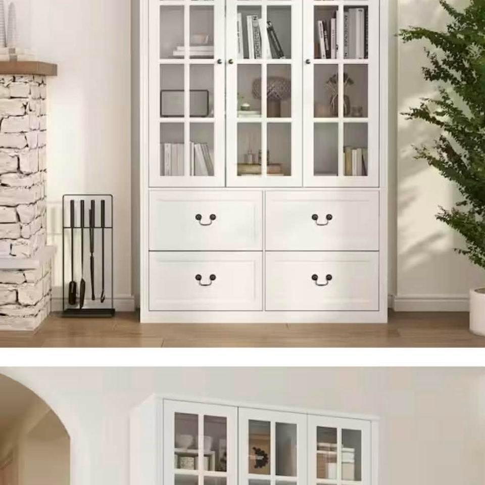 Versatile White Glass Front Storage Cabinet 22ab