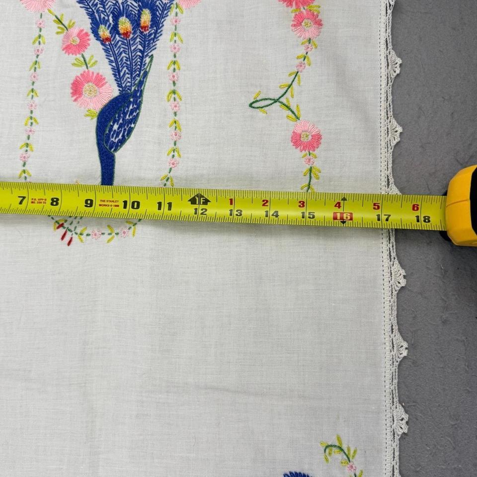 Vintage Hand Embroidered Peacock Table 4afe 7