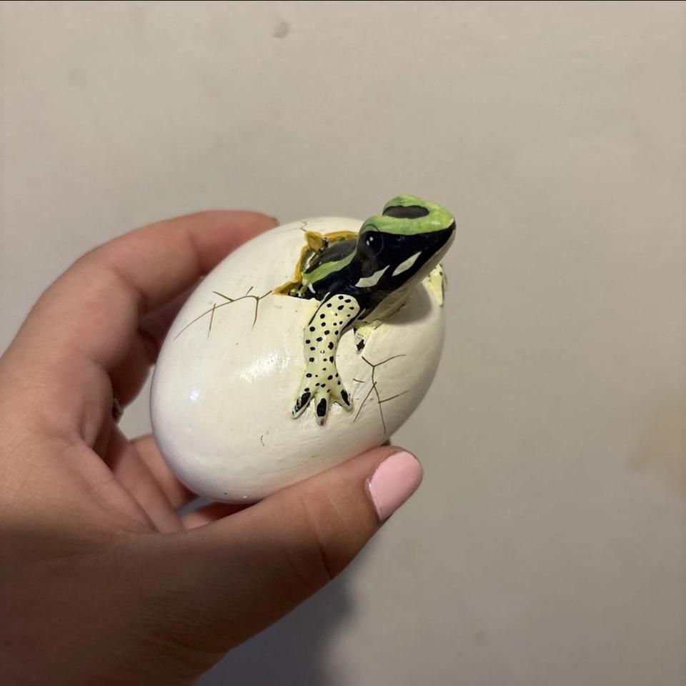 Hand Painted Ceramic Frog Egg Db11