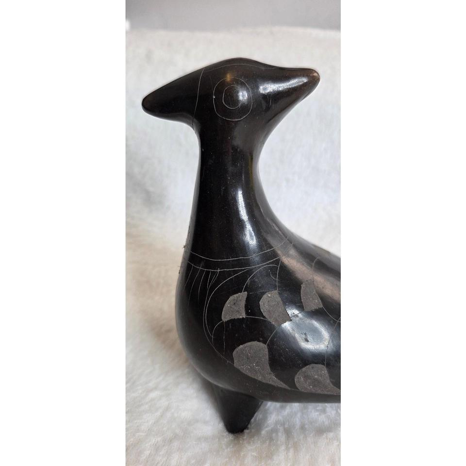 Vintage Black Pottery Mexican Bird A42e 2