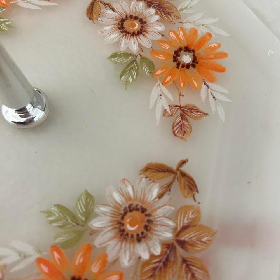Vintage 60s Glass Floral Serving B1f2 5