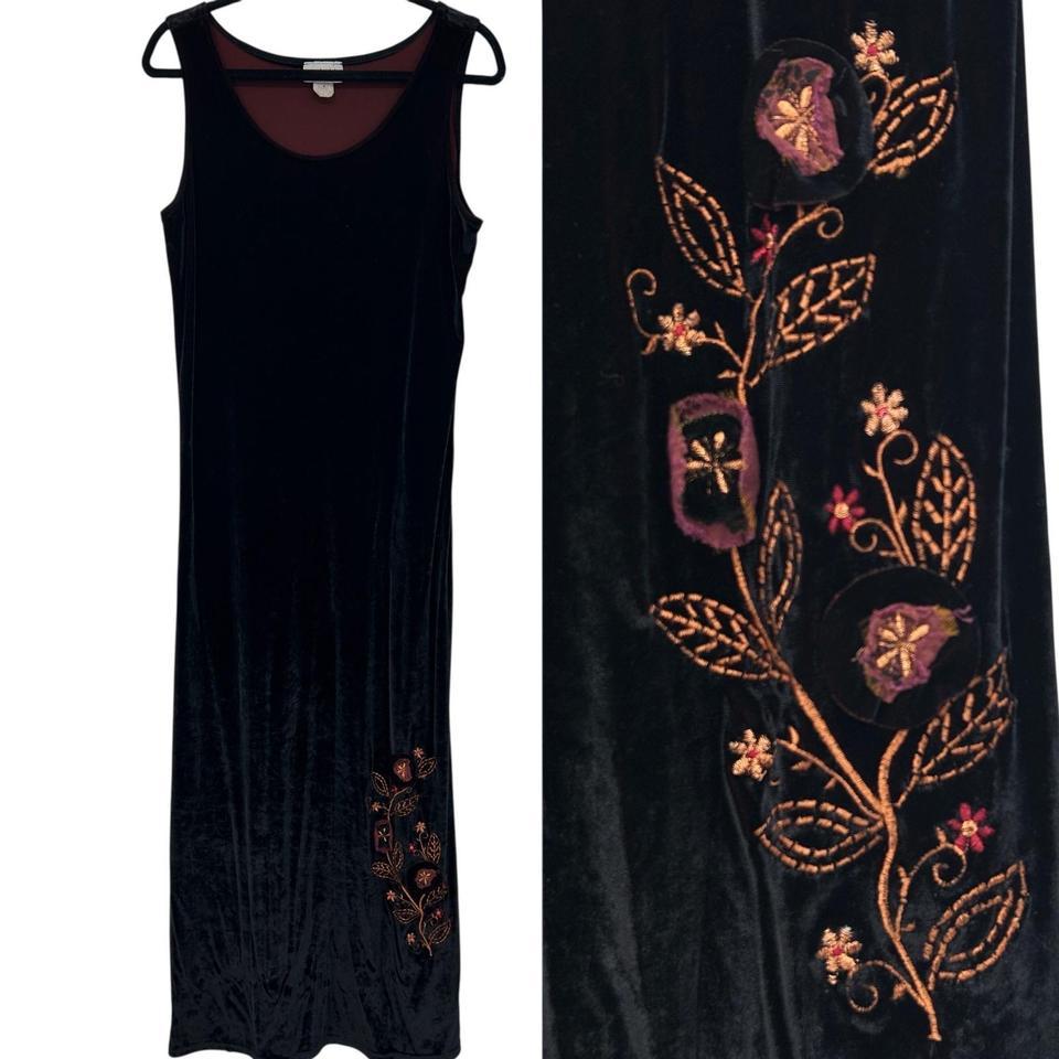 Vintage Black Burgundy Velvet Floral A67f