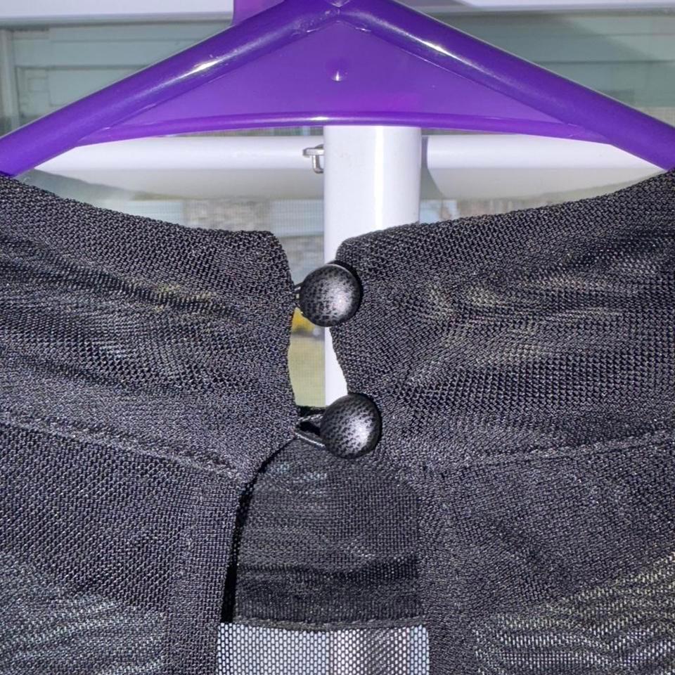 Faux Leather Black Mesh Long Cf05 4