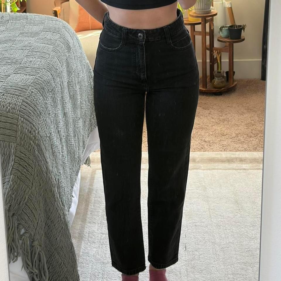 Zara Black High Waisted Straight Leg Jeans 9d7f